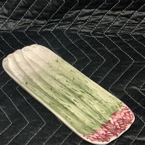 Olfaire Asparagus Serving Dish Made In Portugal Pink/Green